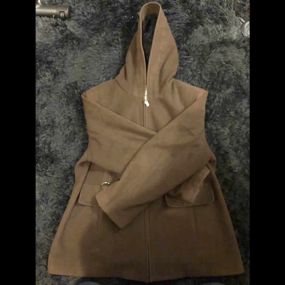 Croft&barrow and womens 1X zip up jacket with hood brown